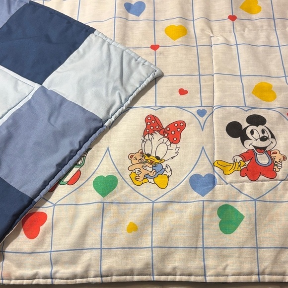 Disney Other - Vintage (1980’s) Disney Quilt with Baby Mickey and Friends - Blue and Multicolor